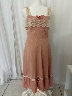Lacemade Vintage-Inspired Dusty Rose Lace Trim Sundress